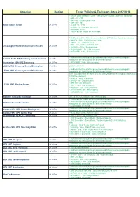 Region Ticket Validity & Exclusion Dates 2017/2018
