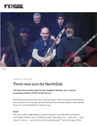 Three New Acts for Northside