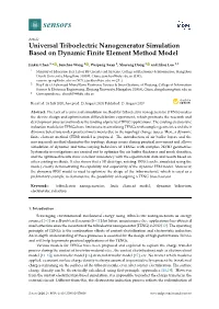 Universal Triboelectric Nanogenerator Simulation Based on Dynamic Finite Element Method Model