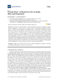 Viroids-First—A Model for Life on Earth, Mars and Exoplanets