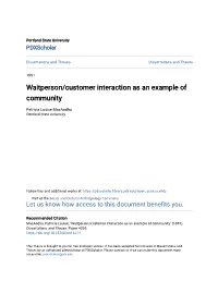 Waitperson/Customer Interaction As an Example of Community