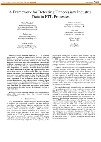 A Framework for Detecting Unnecessary Industrial Data in ETL Processes