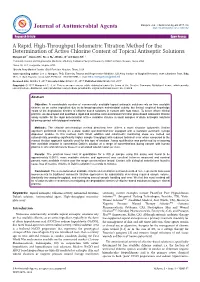 A Rapid, High-Throughput Iodometric Titration Method for The