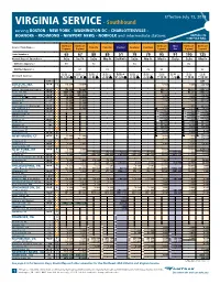 Amtrak Timetables-Virginia Service