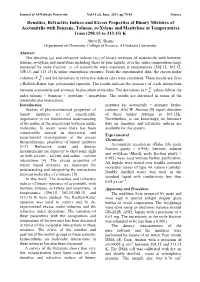 Densities, Refractive Indices and Excess Properties of Binary