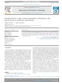 Emerging Themes in Agile Software Development: Introduction to the Special Section on Continuous Value Delivery