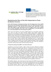 Explaining the Rise of the UK Independence Party by Matthew Goodwin
