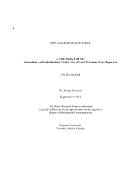 Journalistic and Individualistic Twitter Use of Local Television News Reporters