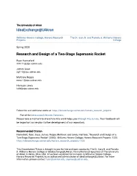 Research and Design of a Two-Stage Supersonic Rocket