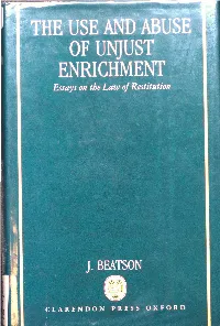 Restitution and Unjust Enrichment Reasons for Restitution 211 D