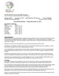 Second-Round Notes – Friday, November 07, 2014