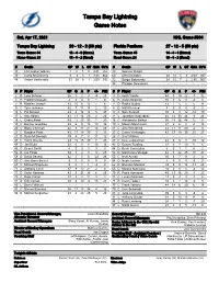 Tampa Bay Lightning Game Notes