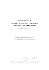 Accounting for Stock-Based Compensation: an Extended Clean Surplus Relation