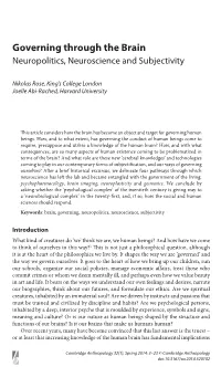 Governing Through the Brain. Neuropolitics, Neuroscience And