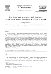 Landscape Terms, Place Names, and Spatial Language in Tzeltal