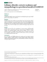 Lithium Chloride Corrects Weakness and Myopathology in a Preclinical Model of LGMD1D