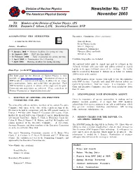 Newsletter No. 137 November 2003