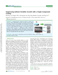 Suppressing Lithium Dendrite Growth with a Single-Component Coating