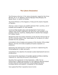 The Lahore Declaration