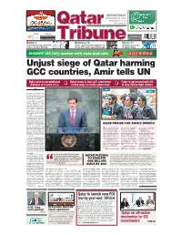 Unjust Siege of Qatar Harming GCC Countries, Amir Tells UN
