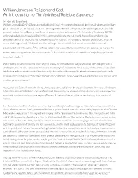 William James on Religion and God: an Introduction to the Varieties of Religious Experience