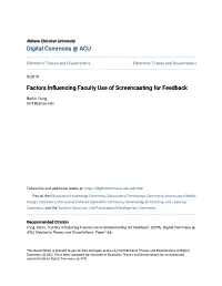 Factors Influencing Faculty Use of Screencasting for Feedback