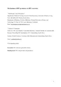 Mechanisms of HIV Persistence in HIV Reservoirs