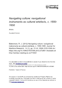 Navigational Instruments As Cultural Artefacts, C. 1550- 1650
