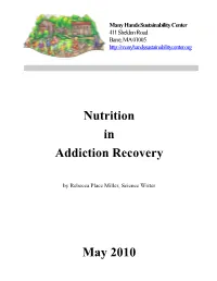 Nutrition in Addiction Recovery