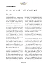 Schubert Edition Liner Notes, Sung Texts