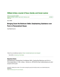 Bringing Down the Bedroom Walls: Emphasizing Substance Over Form in Personalized Abuse
