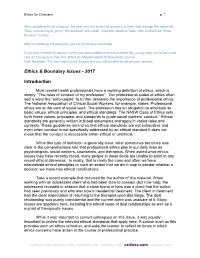 Ethics & Boundary Issues