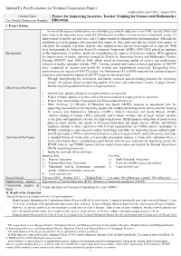 Internal Ex-Post Evaluation for Technical Cooperation Project