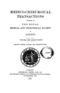 Medico-Chiruirgical Transactions