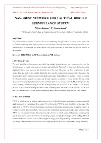 NANODUST NETWORK for TACTICAL BORDER SURVEILLANCE SYSTEM N.Sivakumar1, T