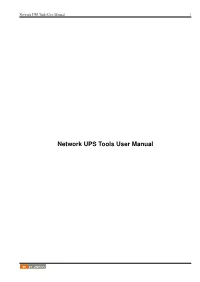 Network UPS Tools User Manual I