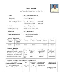 STAFF PROFILE (Use Times New Roman Font Size