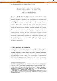 THE DIRECTIVE, NON-DIRECTIVE DIVIDE There Is a Dearth Of