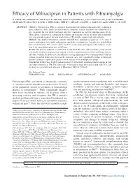 Efficacy of Milnacipran in Patients with Fibromyalgia R