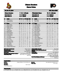 Ottawa Senators Game Notes