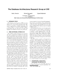 The Database Architectures Research Group at CWI
