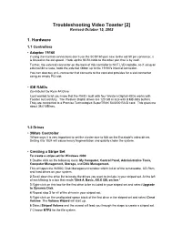 Troubleshooting Video Toaster [2] Revised October 15, 2002