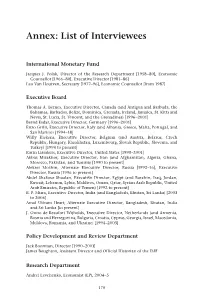 Annex: List of Interviewees