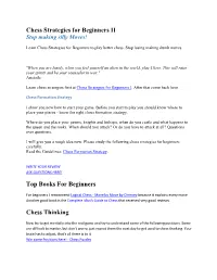 Chess Strategies for Beginners II Top Books for Beginners Chess Thinking