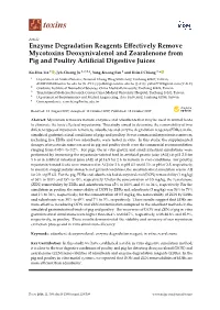 Enzyme Degradation Reagents Effectively Remove Mycotoxins