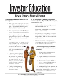 How to Choose a Financial Planner 1