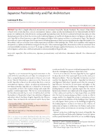 Japanese Postmodernity and Flat Architecture