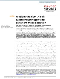 (Nb-Ti) Superconducting Joints for Persistent-Mode Operation