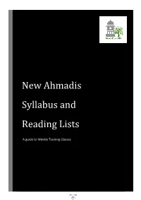 New Ahmadis Syllabus and Reading Lists