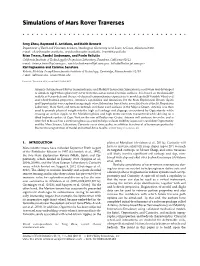 Simulations of Mars Rover Traverses